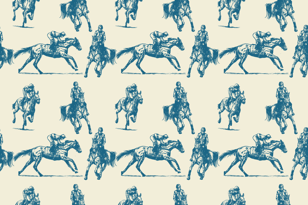 Animal vinyl rug with blue and beige horse pattern - TenStickers