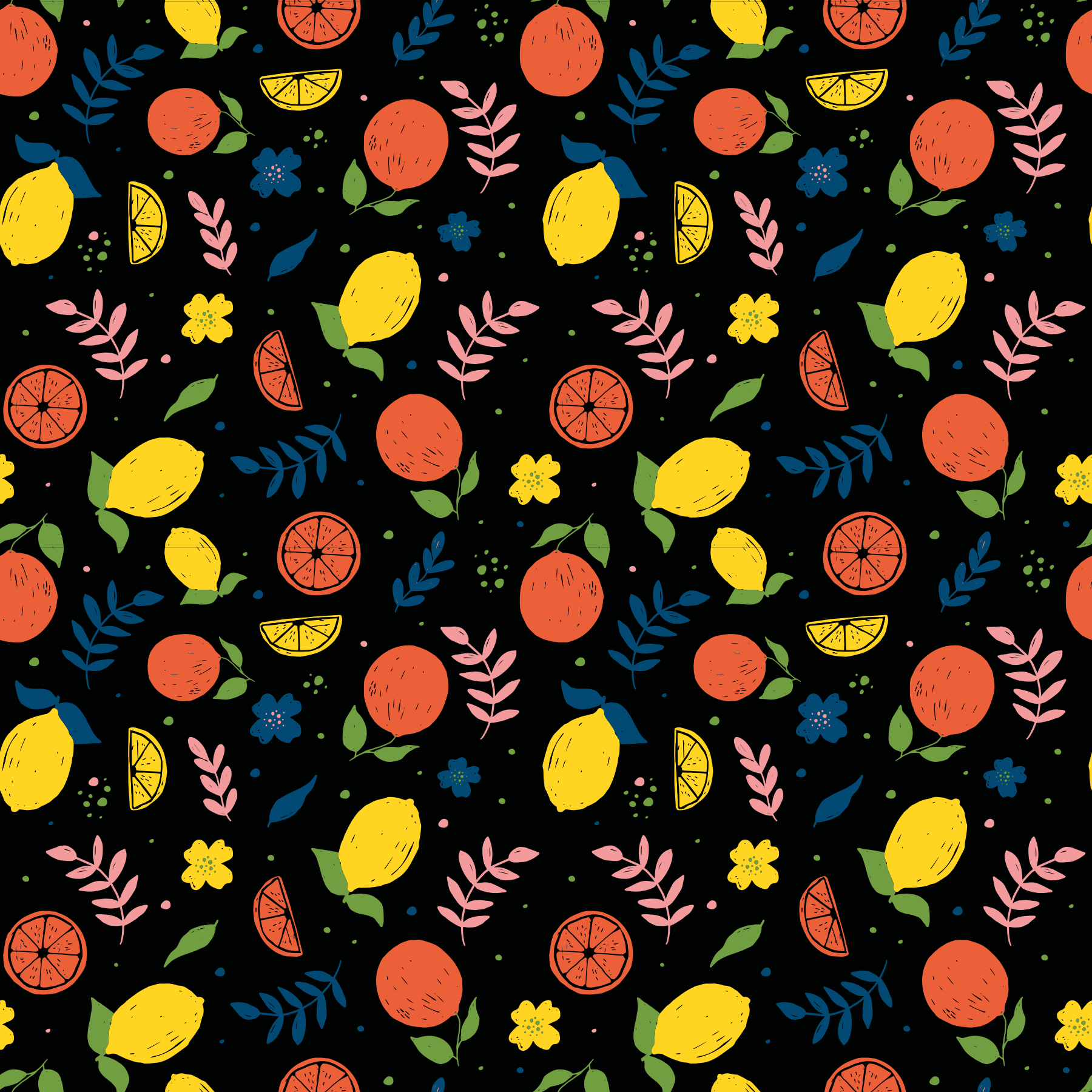 Citrus fruits with leaves animal vinyl rug - TenStickers