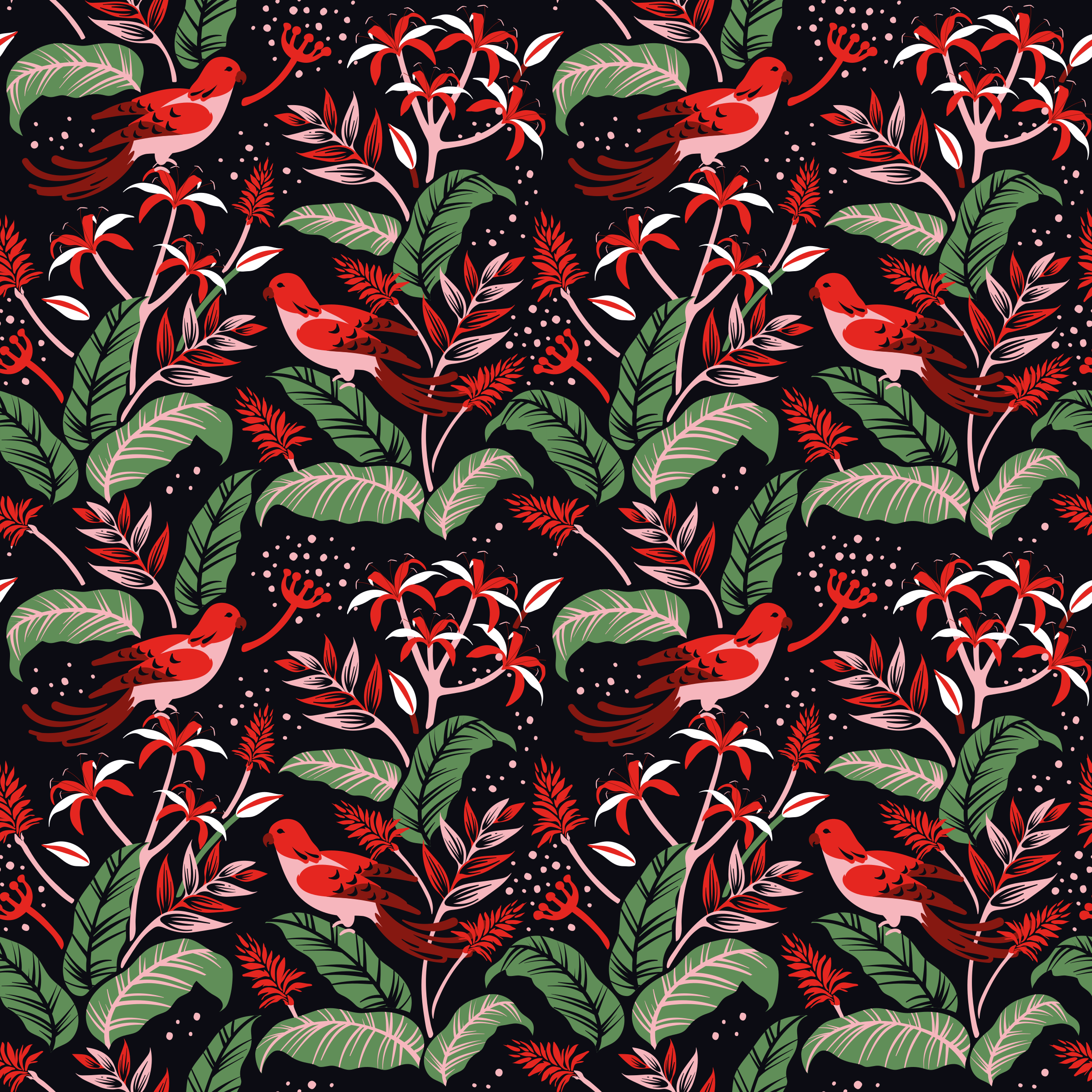 Animal vinyl rug with red and pink leaf design - TenStickers
