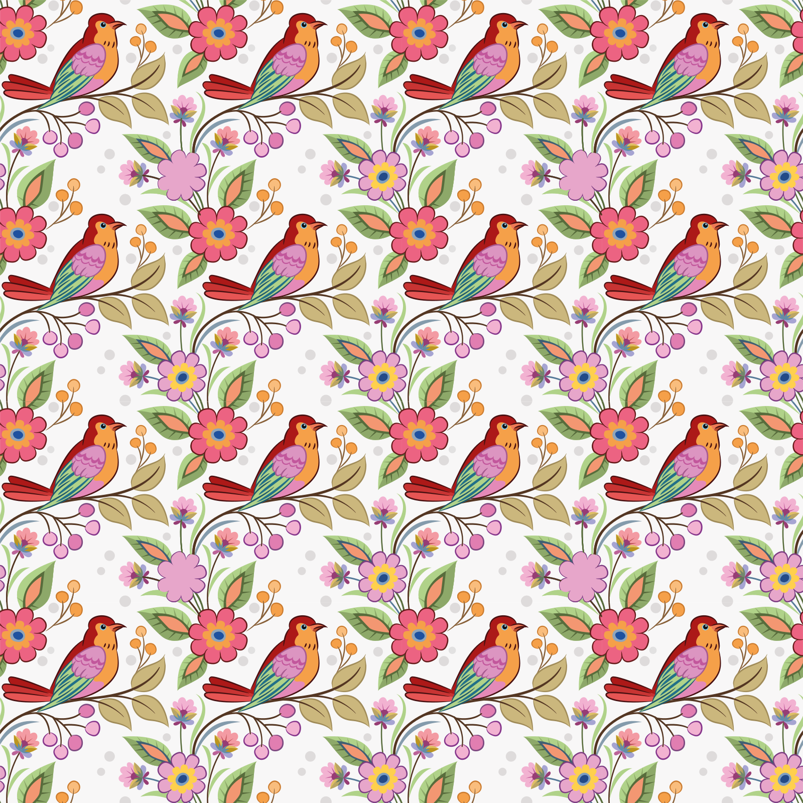 Animal vinyl rug with red and orange bird on tree - TenStickers