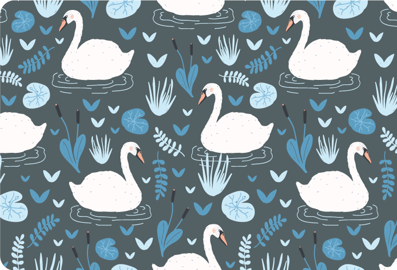 Elegant white swan pattern animal vinyl rug - TenStickers