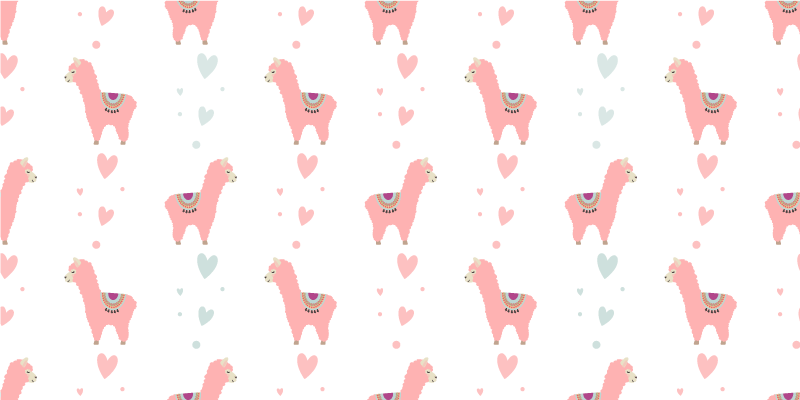 Animal vinyl rug pink llama pattern - TenStickers