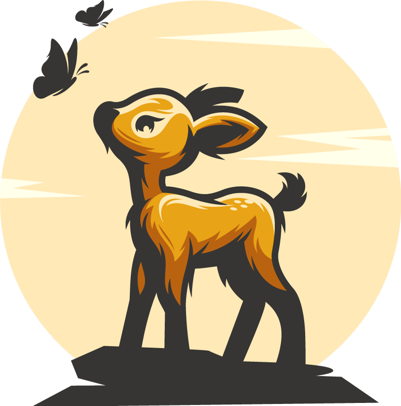 Animal vinyl rug deer and butterflies - TenStickers