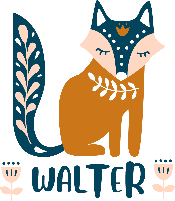 Animal vinyl rug fox character design - TenStickers