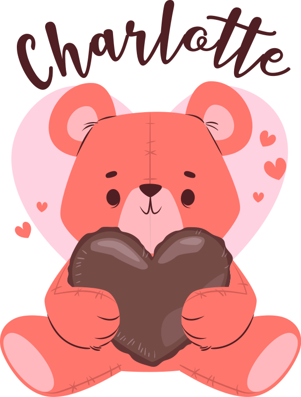 Animal vinyl rug cute bear with heart - TenStickers