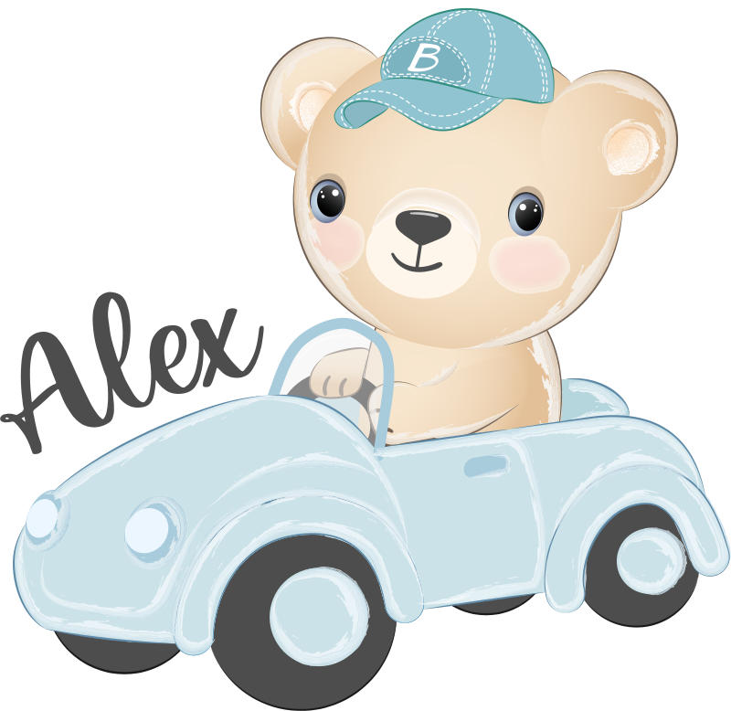 Animal vinyl rug cute bear driver - TenStickers