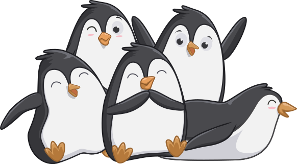 Happy penguin family animal vinyl rug - TenStickers