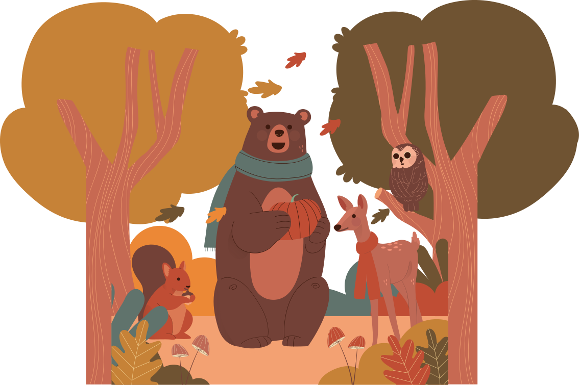 Animal vinyl rug fall forest animals - TenStickers