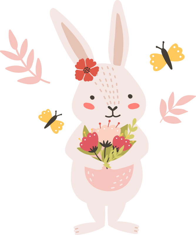 Adorable rabbit artwork animal vinyl rug - TenStickers