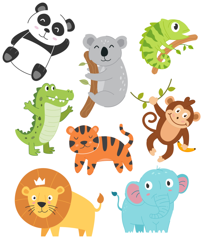 Animal vinyl rug featuring hand-drawn autumn animals - TenStickers