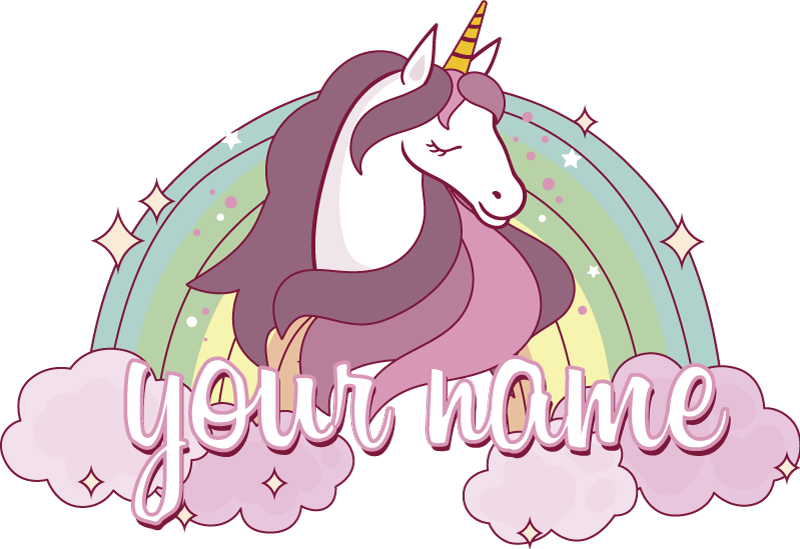 Animal vinyl rug with personalized pink unicorn - TenStickers