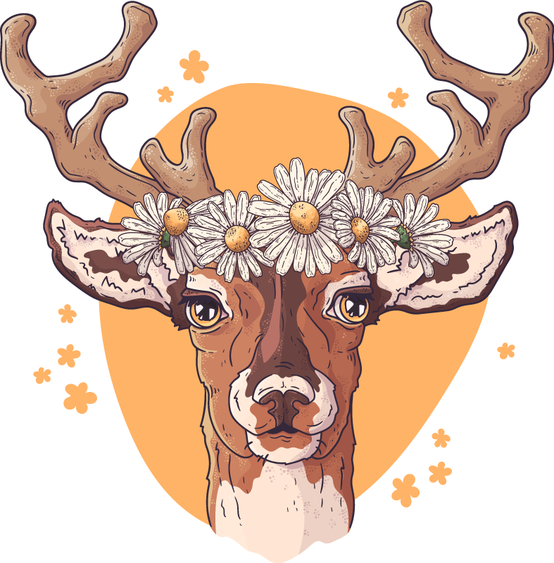 Animal vinyl rug flower stag - TenStickers