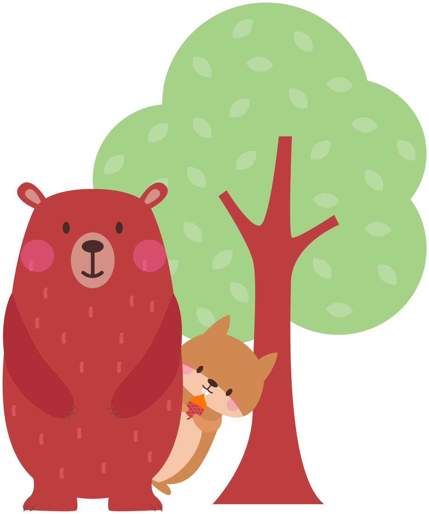 Animal vinyl rug featuring squirrel and bear friends - TenStickers