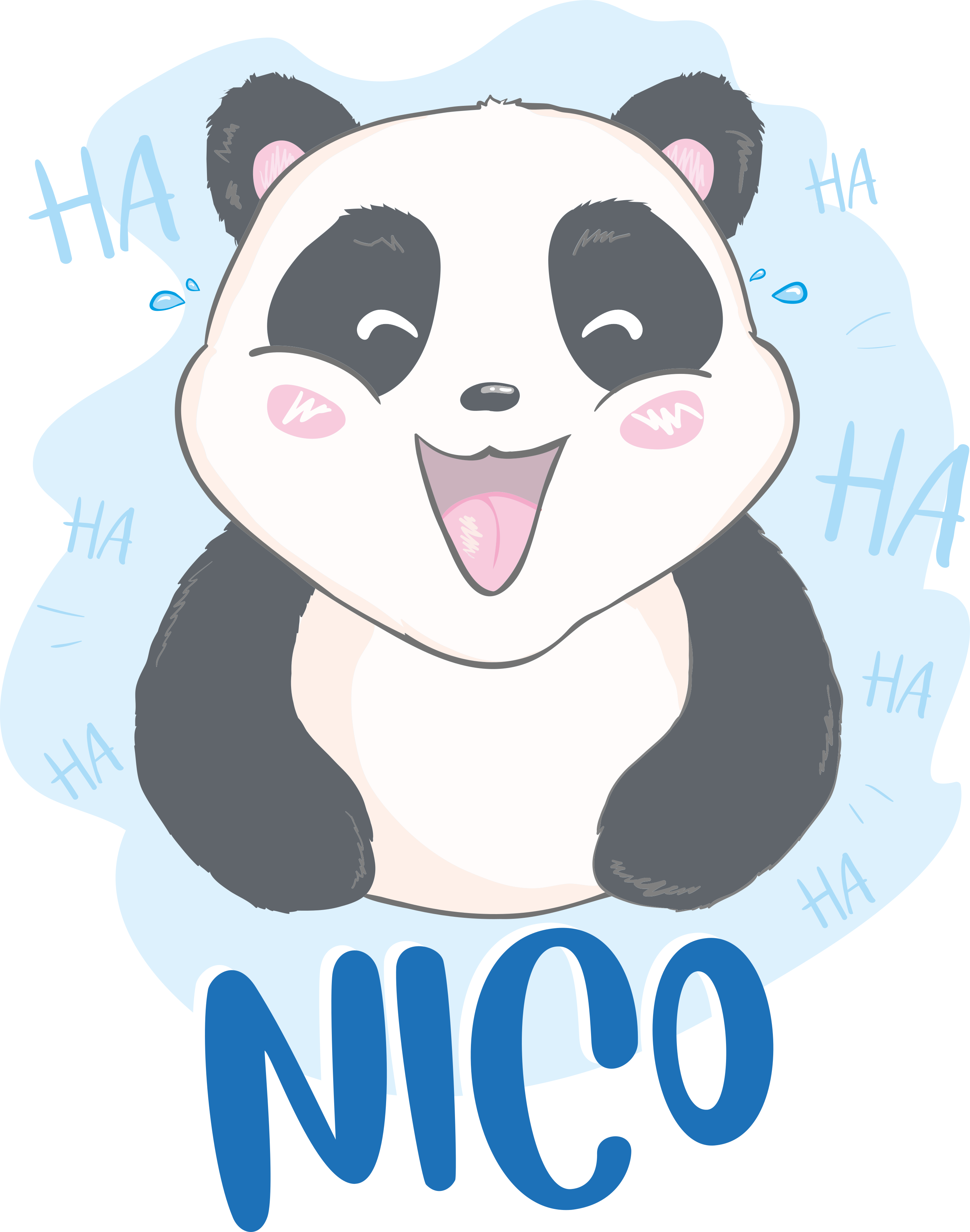 Animal vinyl rug baby panda amazed by name - TenStickers