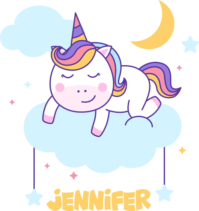 Animal vinyl rug with personalized sleeping unicorn - TenStickers