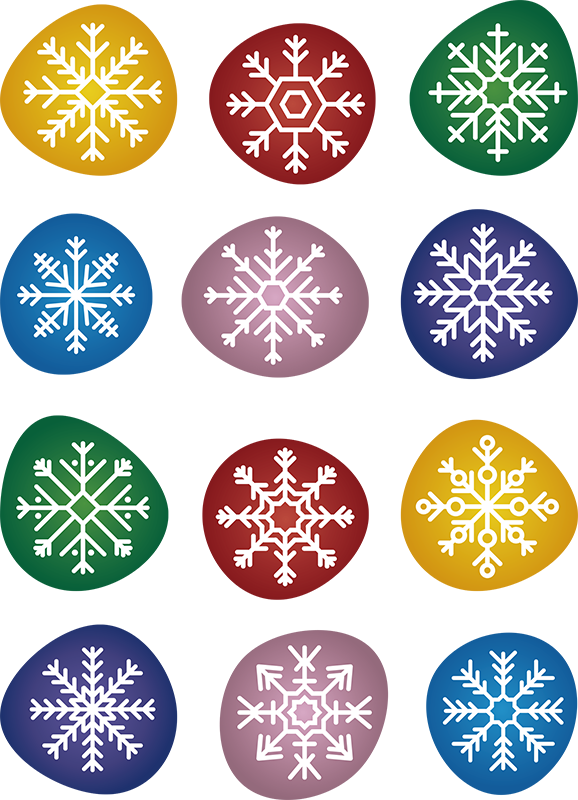 Christmas vinyl rug colorful snowflakes - TenStickers