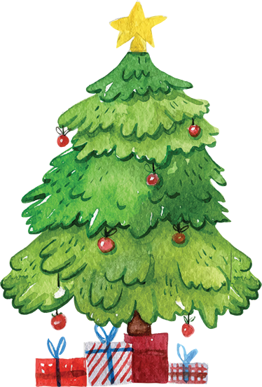 Christmas vinyl rug featuring a tree with presents - TenStickers