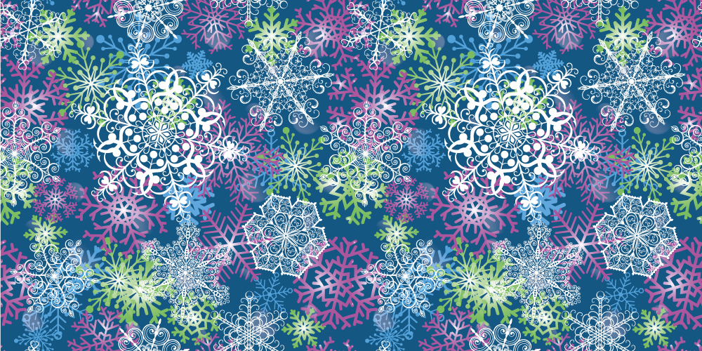 Christmas vinyl rug with snowflakes on blue - TenStickers