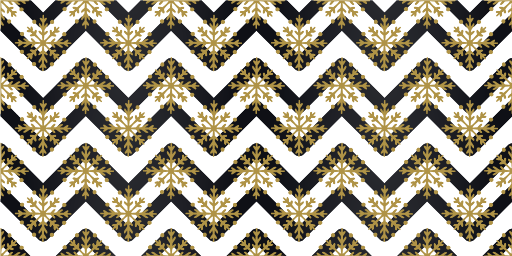 Christmas vinyl rug with golden snowflakes on zig zag - TenStickers