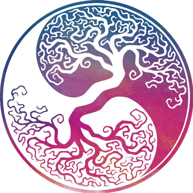 Floral vinyl rug yin yang tree of life - TenStickers