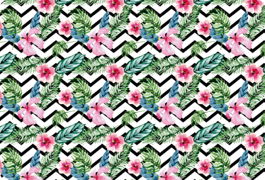 Floral vinyl rug in green tropical zigzag - TenStickers
