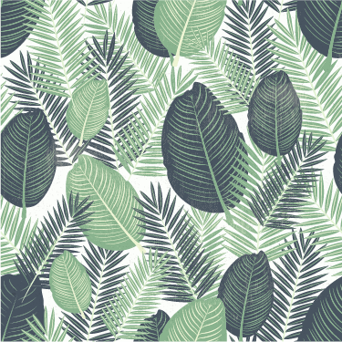 Floral vinyl rug with large green plants design - TenStickers