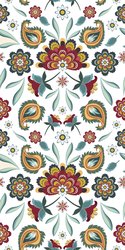 Ethnic floral motif floral vinyl rug - TenStickers