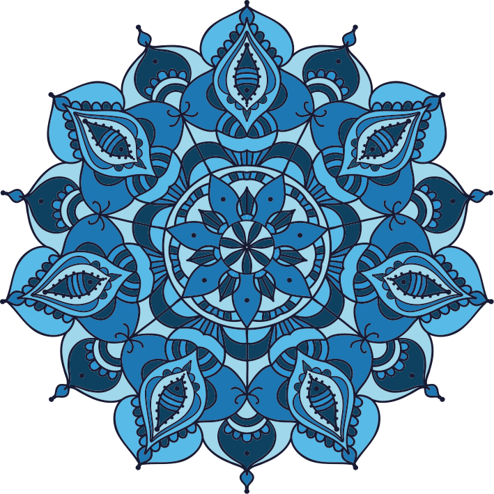 Floral vinyl rug in lotus blue mandala design - TenStickers
