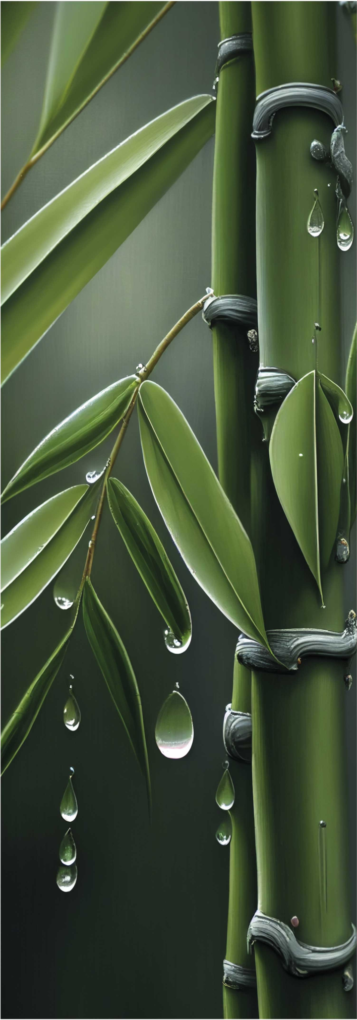 Bamboo with drops floral vinyl rug - TenStickers