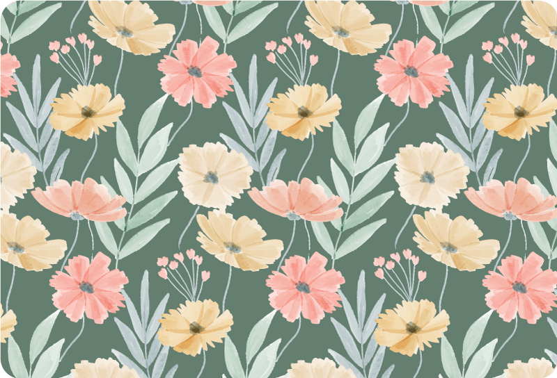Floral vinyl rug with original watercolor design - TenStickers