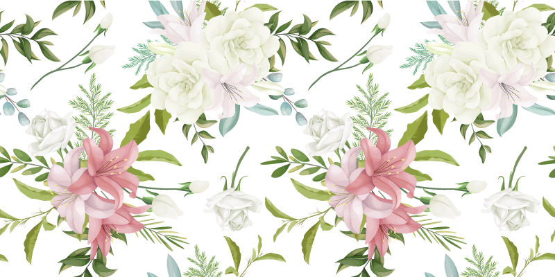 Floral vinyl rug minimalist realistic garden - TenStickers