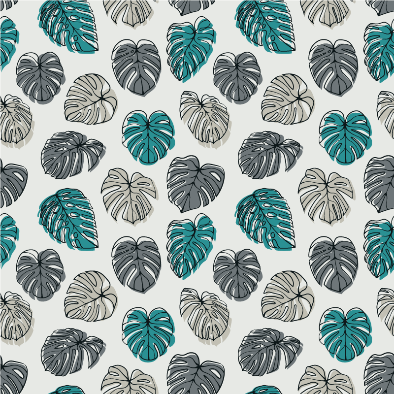 Floral vinyl rug with abstract tropical leaves design - TenStickers
