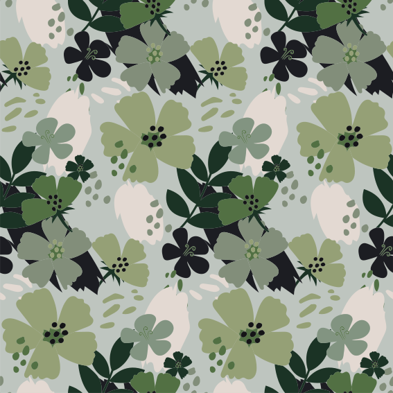 Floral vinyl rug in green leaf tones pattern - TenStickers