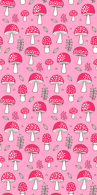 Floral vinyl rug with classic pink mushrooms - TenStickers