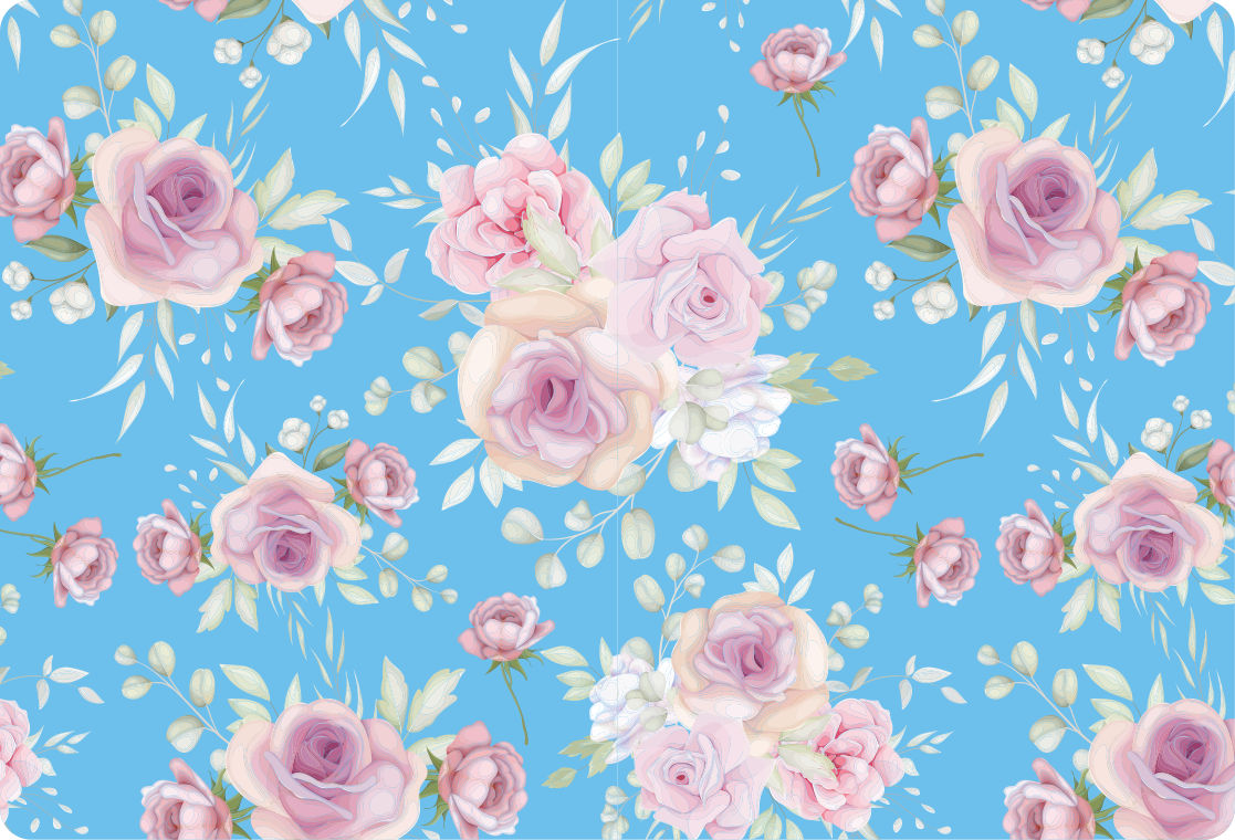 Floral vinyl rug with roses on blue background - TenStickers