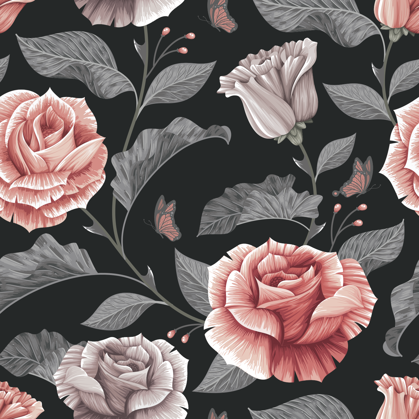 Floral vinyl rug with roses pattern - TenStickers