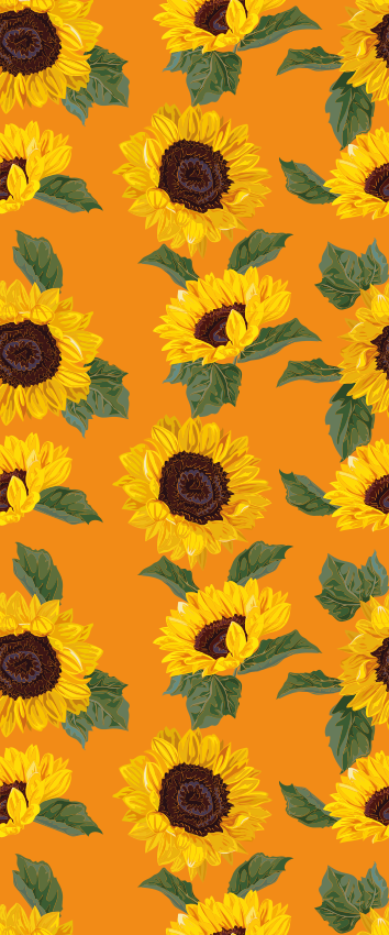 Floral vinyl rug orange sunflower design - TenStickers