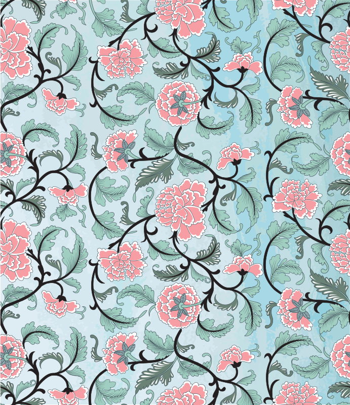 Floral vinyl rug with japanese flowers design - TenStickers