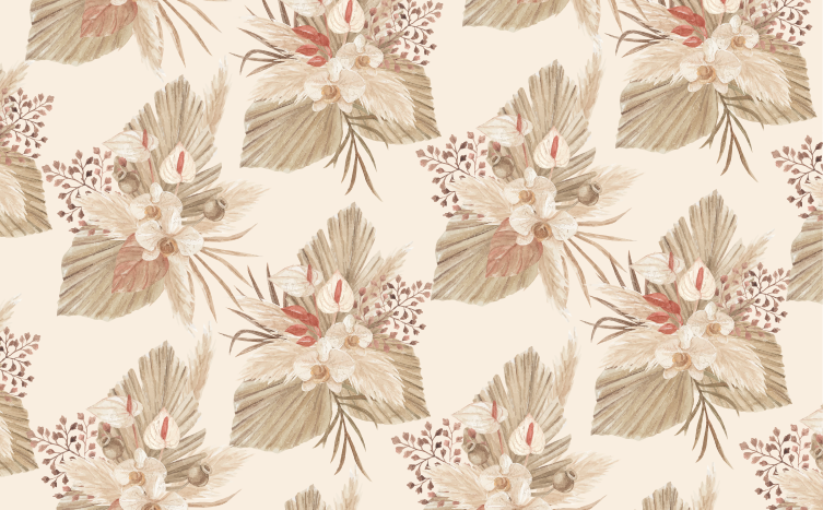 Flower rug dried flower and pampas grass design - TenStickers
