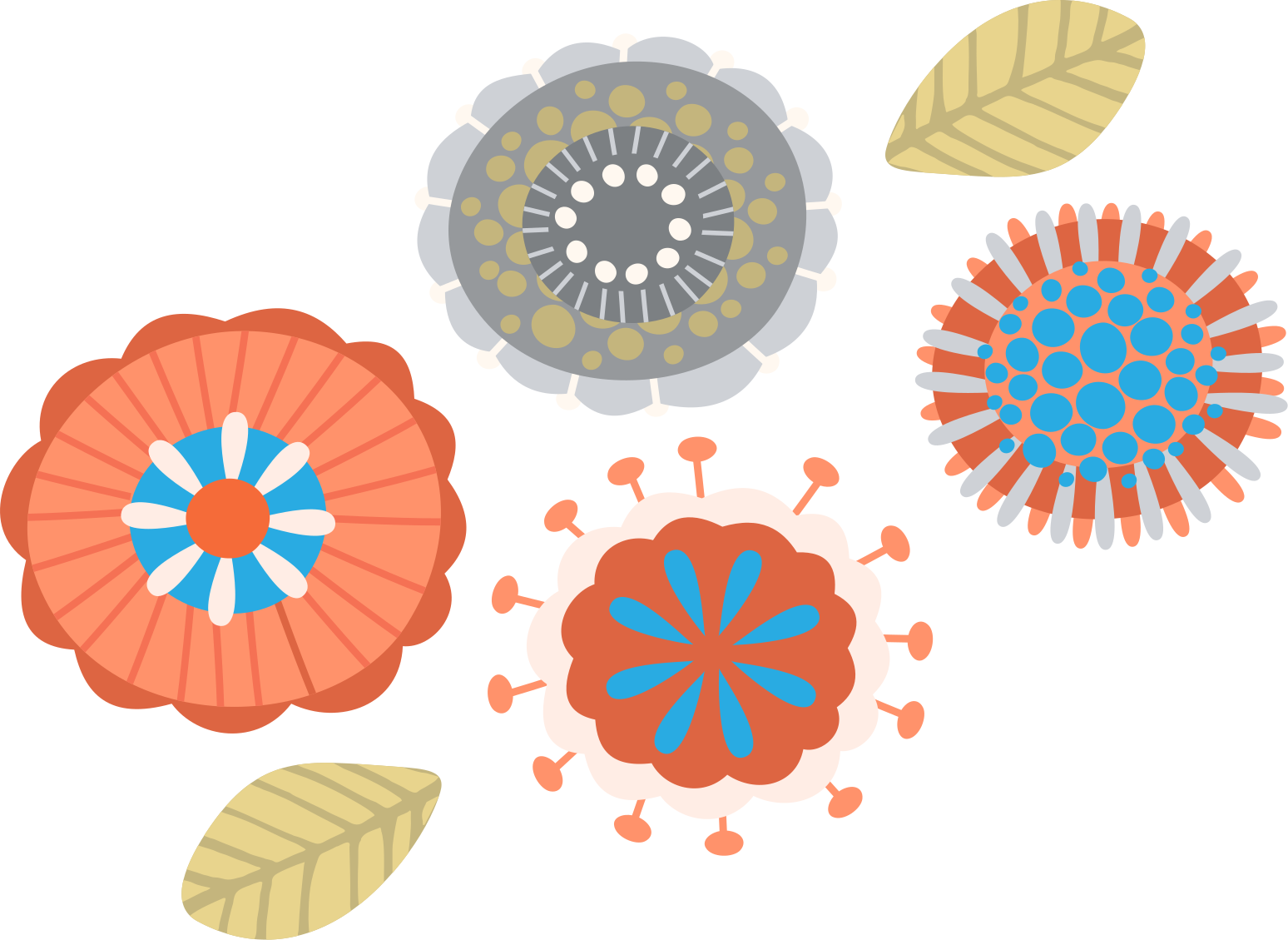 Colorful floral shapes flower rug - TenStickers