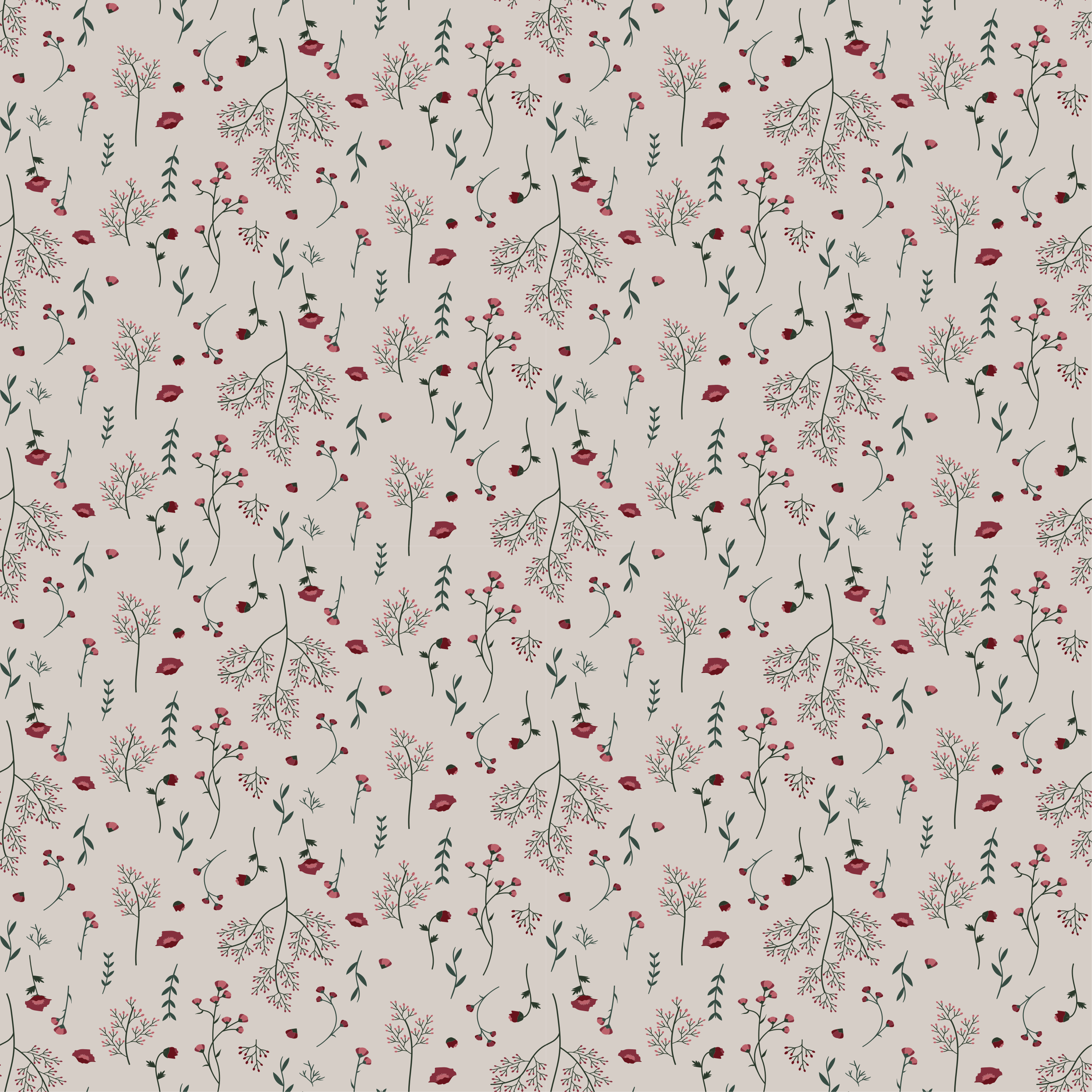 Flower rug minimalist red floral design - TenStickers