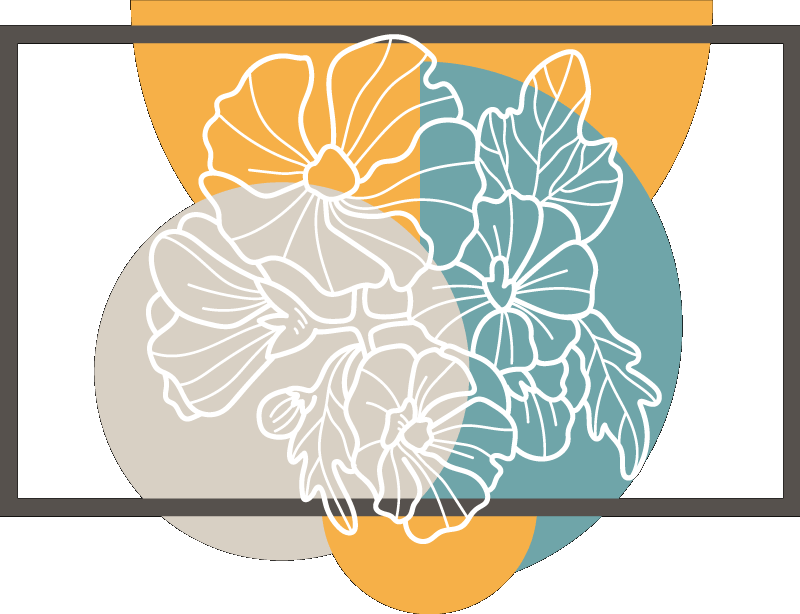 Flower rug cute minimalist rectangle with flowers - TenStickers