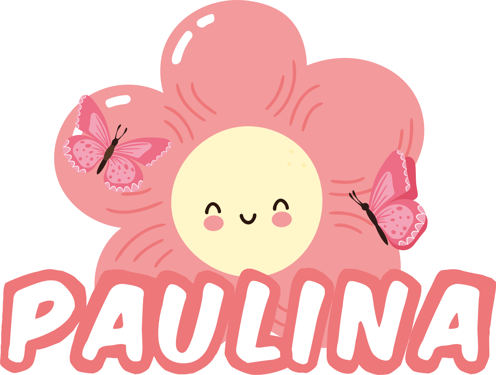 Flower and butterfly with name floral vinyl rug - TenStickers