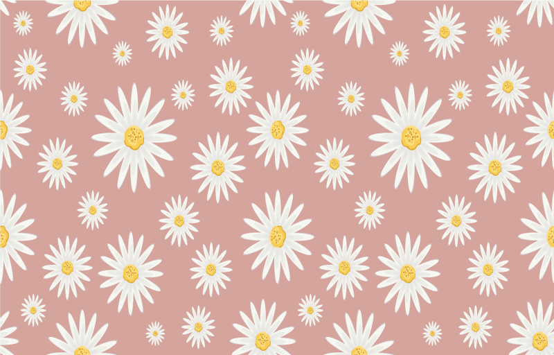 Floral vinyl rug in cute pink daisy pattern - TenStickers
