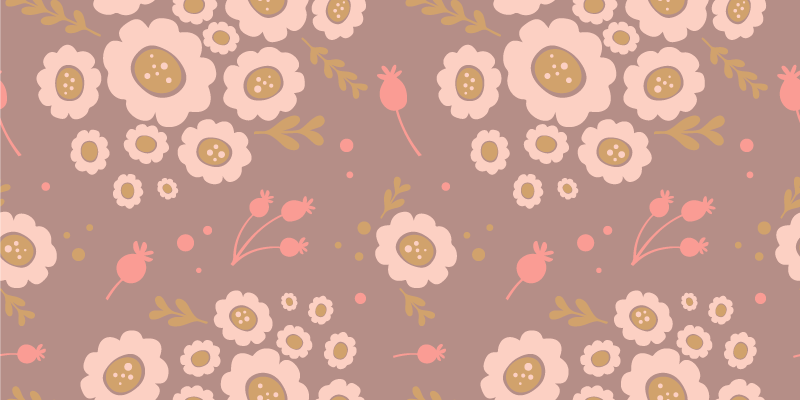 Floral vinyl rug with pastel folk art design - TenStickers