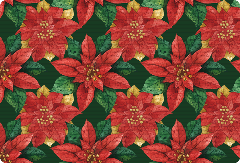 Floral vinyl rug with a lovely red and green design - TenStickers