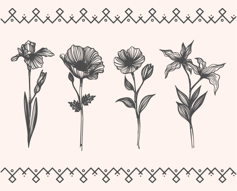 Floral vinyl rug realistic vintage botany design - TenStickers
