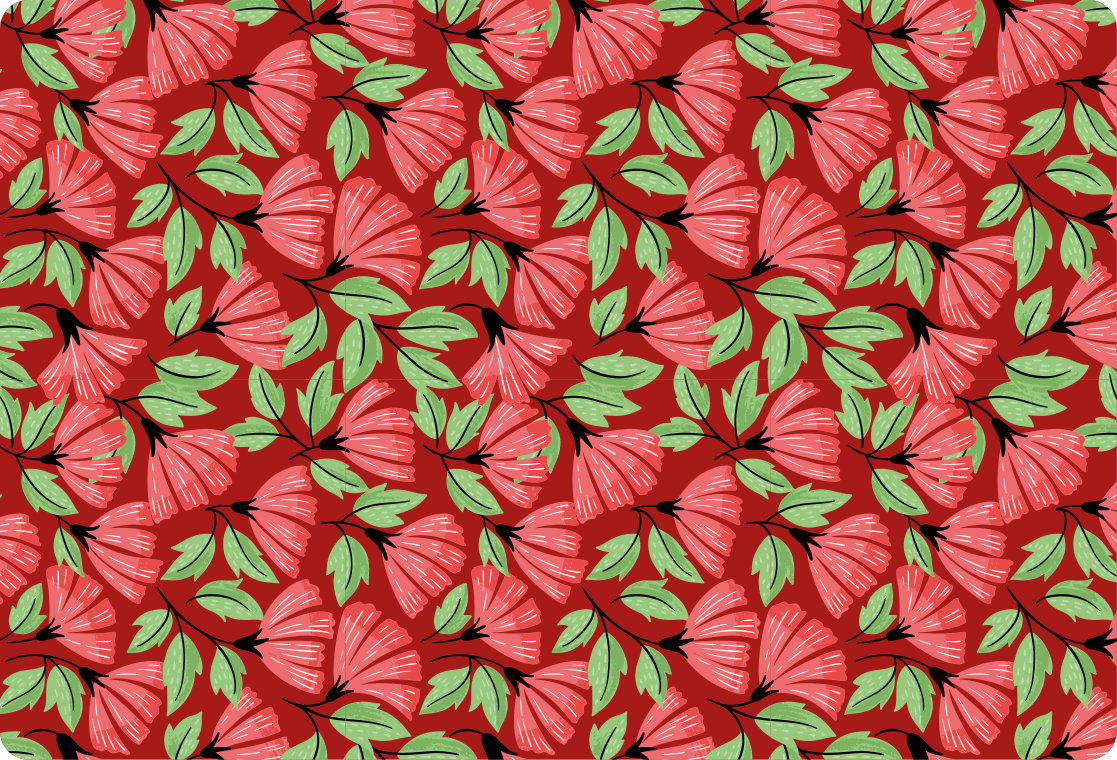 Vintage red pattern floral vinyl rug - TenStickers