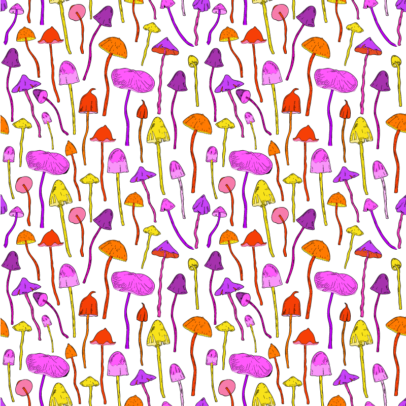 Dining room vinyl rug with psychedelic mushroom design - TenStickers