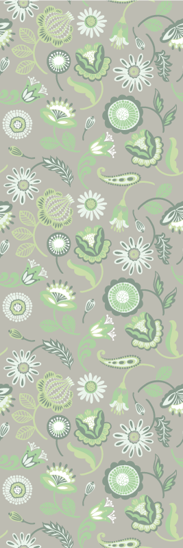 Kitchen vinyl rug delicate green floral design - TenStickers